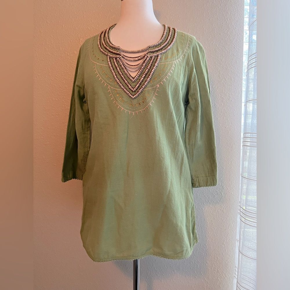 Soft Surroundings beaded tunic size XS 100% cotton